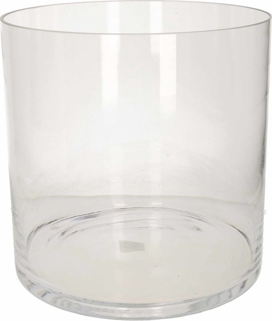 Transparante home-basics Cylinder vaas/vazen van glas 30 x 30 cm - Bloemen/boeketten - binnen gebruik