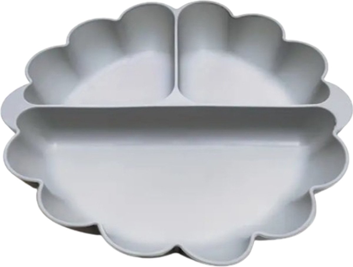 Goedkoopste Siliconen bord bloem grijs met zuignap - siliconen eetbord met zuignap - kinderservies zuignap