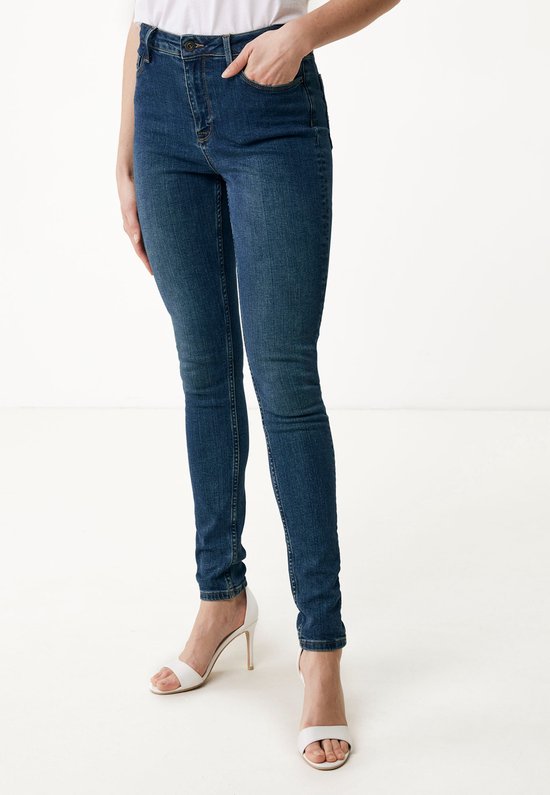 ANDREA High Waist/ Skinny Leg Jeans Dames - Donker Blauw - Maat 27