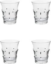 Set de 4 verres à eau en verre soufflé transparent et noir H10