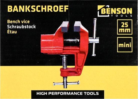 Benson Mini Bankschroef - Klemmend - 25 mm - Rood - Benson