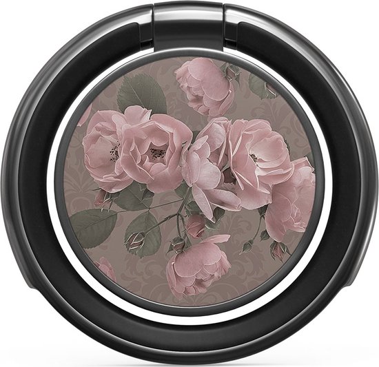 BURGA Gunmetal Ringhouder voor mobiele telefoon - 360 graden draaibaar - universele smartphone ringgreep - Vintage Glamour