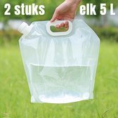 Allernieuwste.nl® 2 STUKS Waterzakken 5 Liter Camping Outdoor Opvouwbare Draagbare Waterzak 5L Opbergtas - Transparant - 32.5 x 35 cm - 2 STUKS
