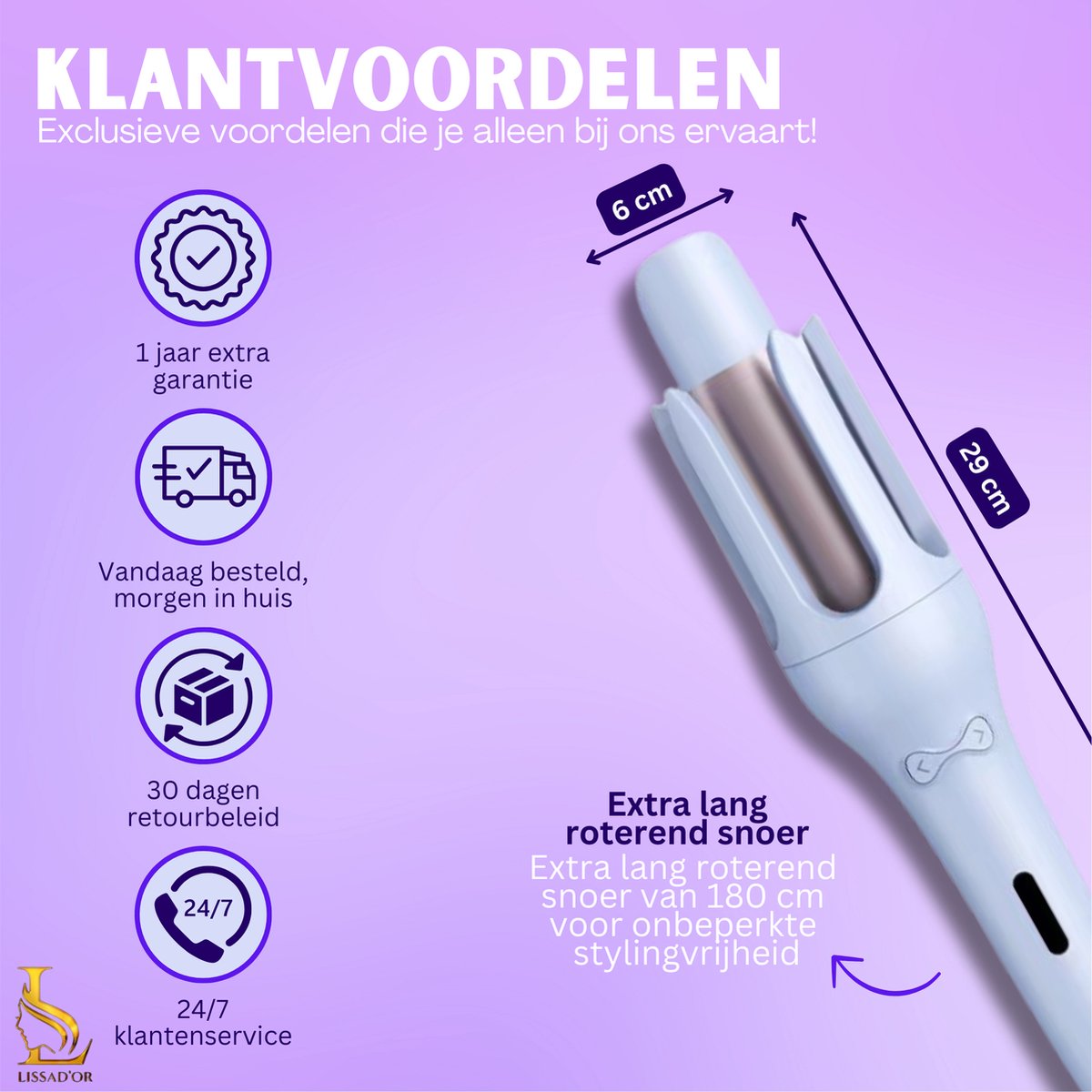 Lissad'or - Automatische krultang - Haarkruller - Krultang - afbeelding 2