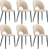 Sweiko Chaise de salle à manger (6 pièces), chaise design rembourrée avec dossier, chaise en velours, structure en métal, pieds réglables, dossier à motif losange, beige