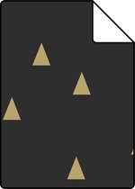 Proefstaal ESTAhome behangpapier grafische driehoeken zwart en goud - 139123 - 26,5 x 21 cm