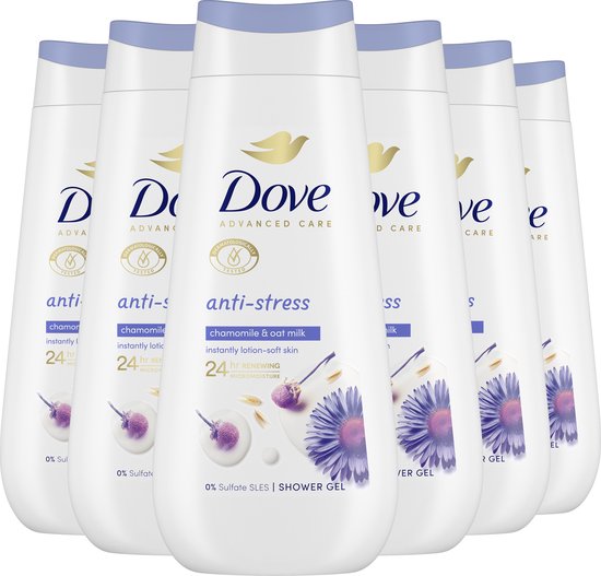 Dove Advanced Care Verzorgende Douchegel - Anti-Stress - 6 x 225 ml - Voordeelverpakking