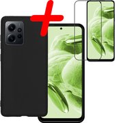 Hoes Geschikt voor Xiaomi Redmi Note 12 4G Hoesje Siliconen Back Cover Case Met Screenprotector - Hoesje Geschikt voor Xiaomi Redmi Note 12 4G Hoes Cover Hoesje - Zwart
