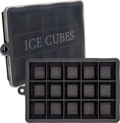 Intirilife 2x ijsblokjesvormpjes in ZWART - Set van 2 met elk 15 vakjes Siliconen ijsblokjesvormpjes met deksel - Flexibele ijsblokjesvorm Afsluitbaar voor ijs, babyvoeding en meer