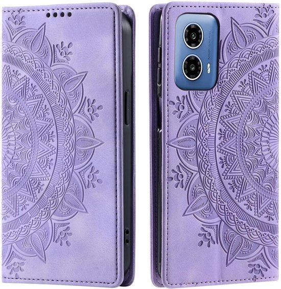 Motorola Moto G34 Case Mandala Book Case avec porte-cartes Violet