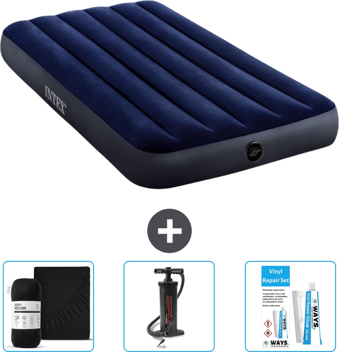 Intex Luchtbed - 1-Persoons - 99 x 191 x 25 cm - Blauw - Inclusief Accessoires CB7