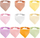 Bastix - Set van 10 babyslabbetjes driehoekige sjaal babyabsorberende kwijlslabbetjes katoen zachte mousseline halsdoek spuugdoekje met 2 verstelbare drukknopen halsdoek voor jongens meisjes peuters, veelkleurig