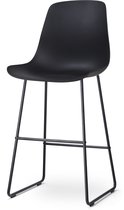 Nolon Nino-Pip Barkruk Zwart - Kunststof Zitting - Zwart Onderstel - 75 cm - Barstoel - met Rugleuning