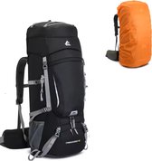 Avoir Avoir®- Hiking Backpack 60L -Zwart-Groot Capaciteitsontwerp – Waterdicht Nylon –77x28x22 cm – Backpacks – Reflecterende Strips – Inclusief Regenhoes- Rugzak – Bol.com