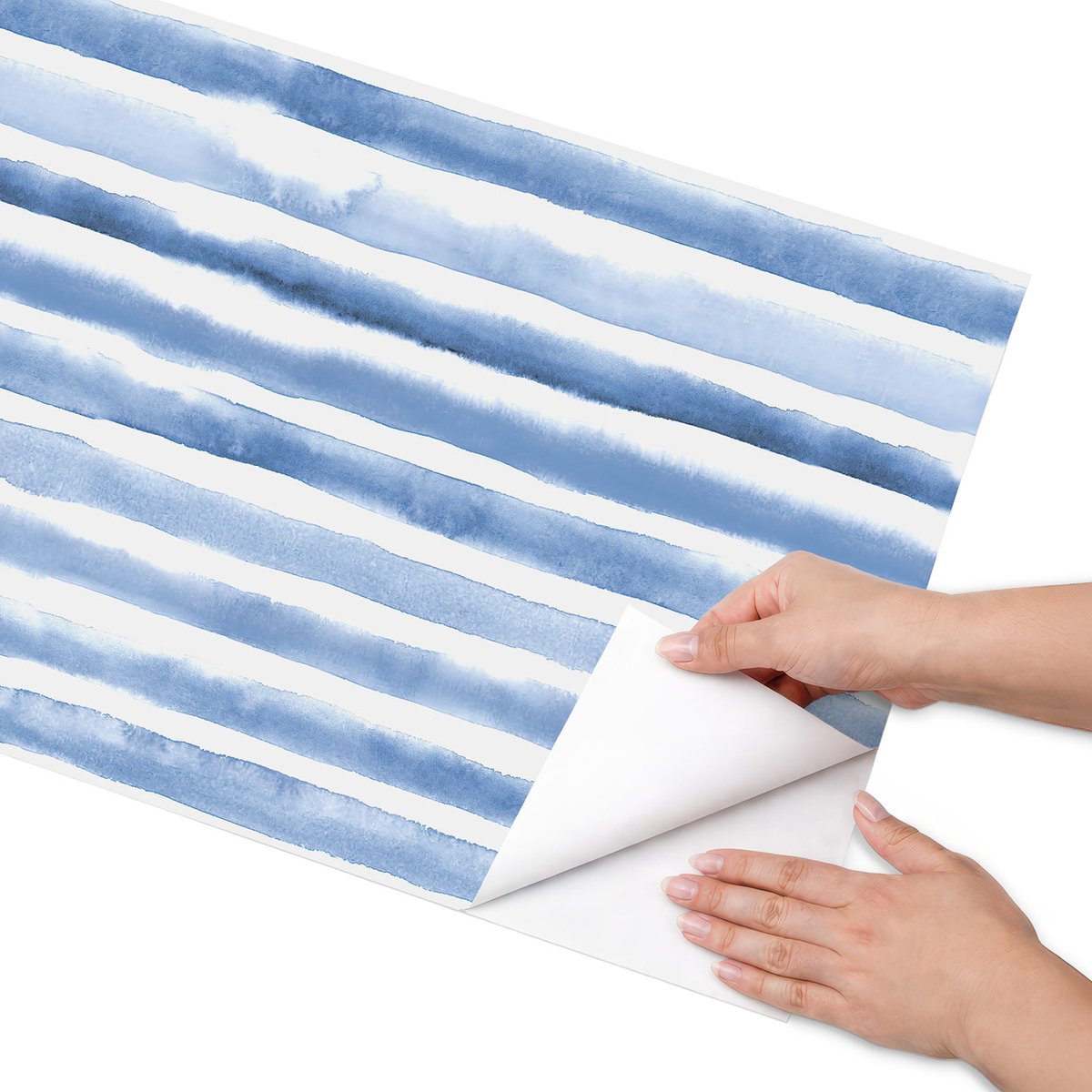 Coloray Meubel Wrap Folie - Blauw Meubelfolie - 50x100 cm - Decoratiefolie Zelfklevend Blauwe strepen - Meubelfolie Zelfklevend - Waterverf Meubelfolie - Wrapfolie Keuken - Wanddecoratie - Achtergronden en patronen