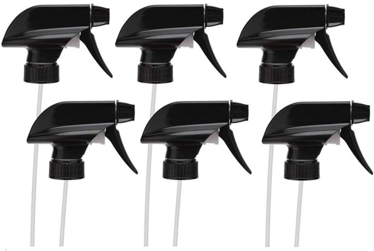 Allecto - Black Mist Spray - Heavy Duty Sproeier - Vervangbare Trigger Spray - Zwart - Geschikt voor 28-400 Nek Flessen - 6 Pack