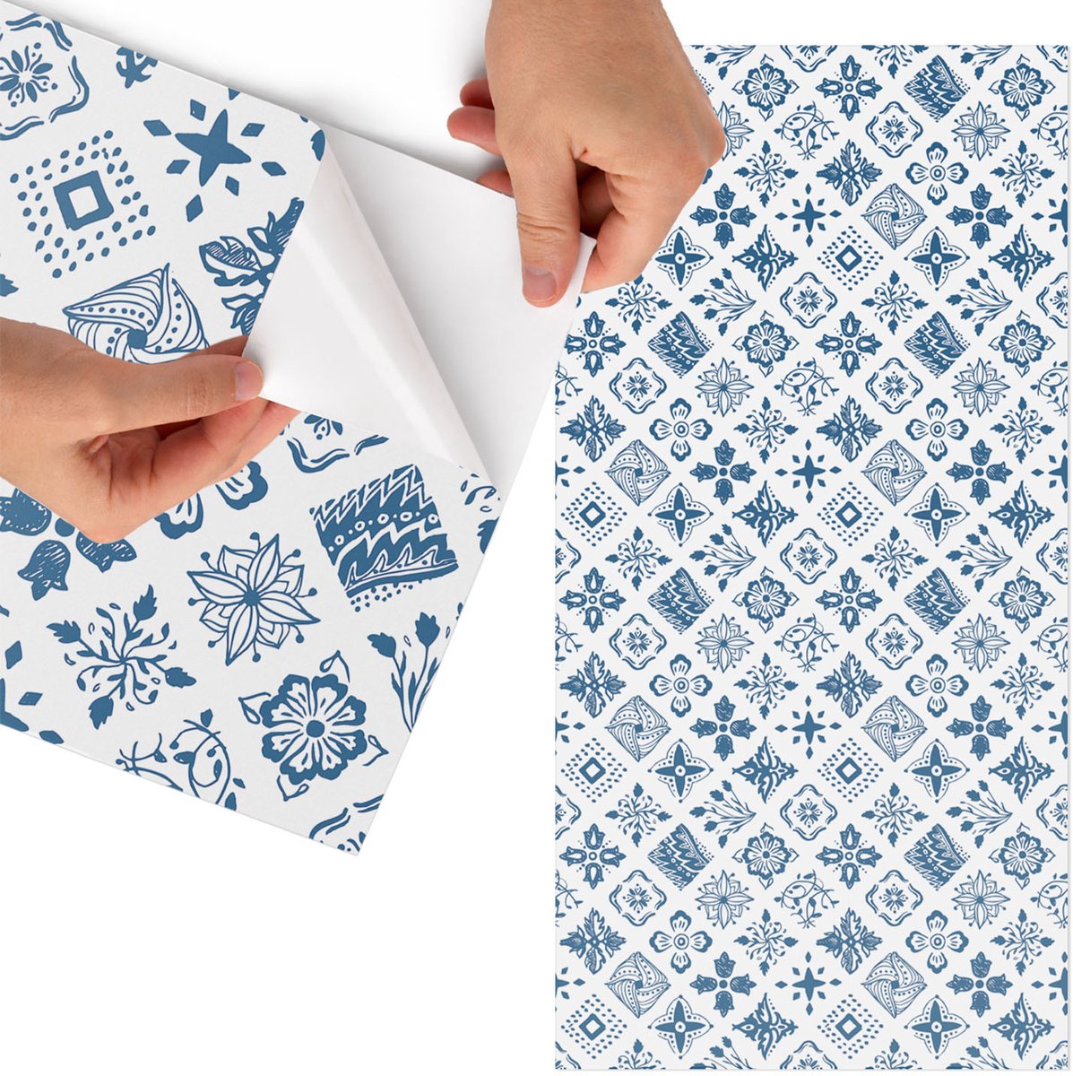 Tulup Meubelfolie - Boho-patroon Decoratiefolie Zelfklevend - 50x100 cm - Blauw Meubelfolie - Meubel Wrap Folie - Boho Meubelfolie - Plakfolie Meubels - Keuken decoratie - Achtergronden en patronen