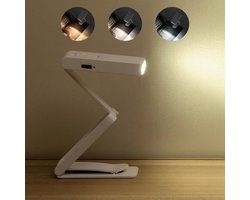 Opvouwbaar leeslampje met clip, USB-oplaadbaar leeslampje, oogvriendelijk leeslampje met clip voor lezen in bed, draagbaar met 3 lichtstanden (wit)