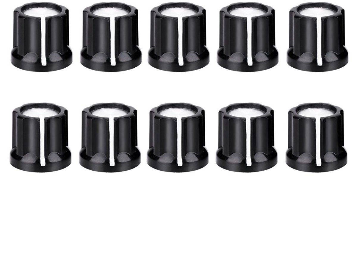 Allecto - Volume Controle D-vormige Potentiometer Knoppen - 10 Stuks - Geschikt voor Elektrische Gitaar en Bas - Accessoires voor Muziek - Hoge Kwa...