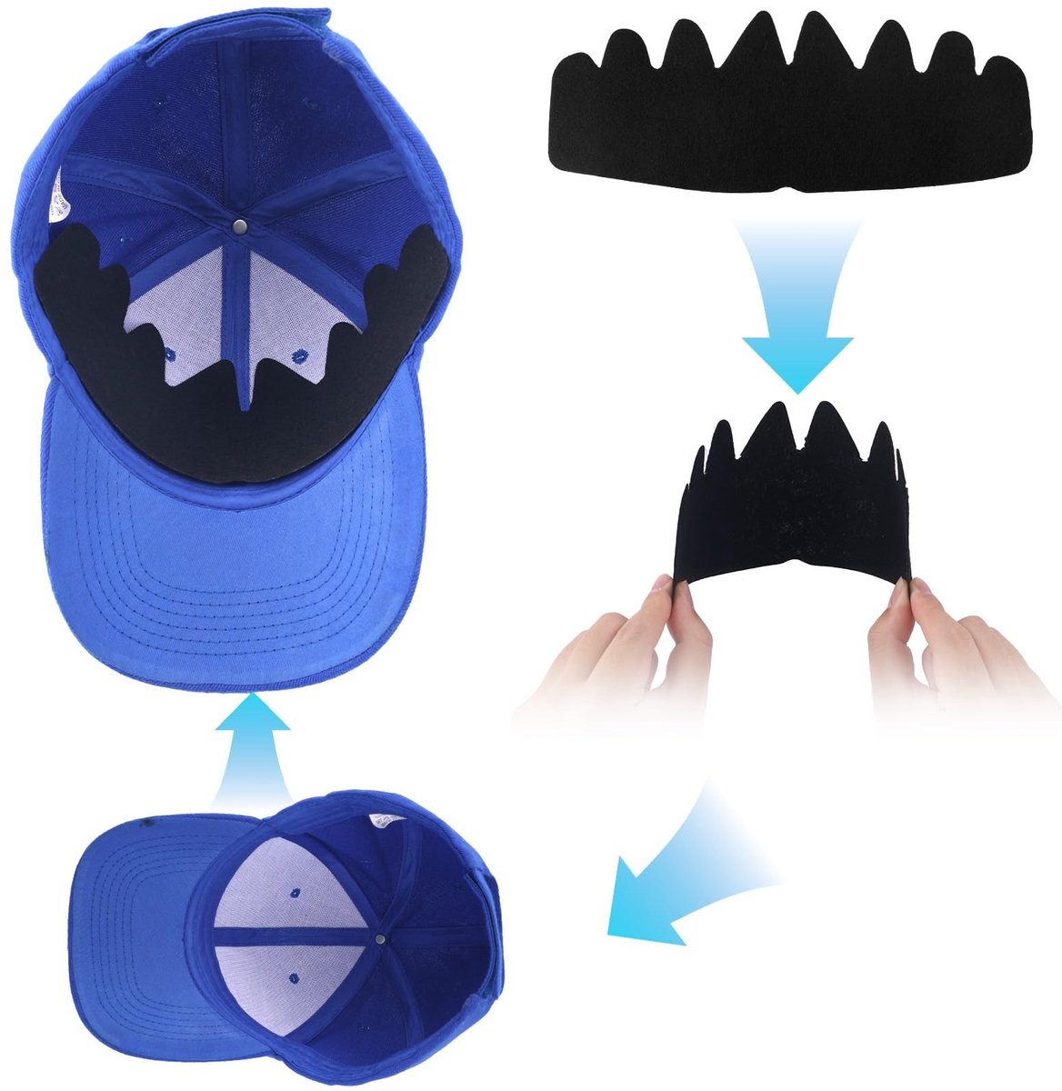 Allecto - Baseball Cap Inlegzolen - Zwarte Inlegzolen - Herbruikbaar en Wasbaar - Comfortabel - Ideaal voor Caps - Ondersteuning voor Voeten - 10 S...