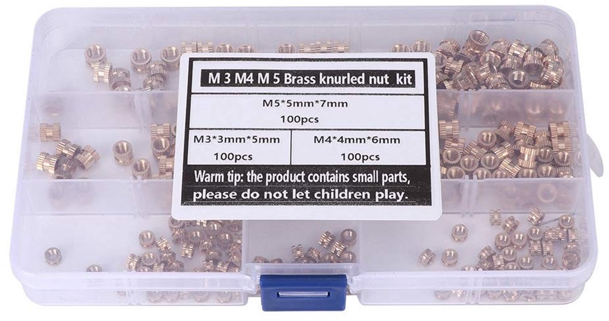 Allecto - M3 M5 M5 - Draadinserts - Messing - 300 stuks - Inzetmoeren - Voor huiselijk gebruik - Messing - Set van 300 stuks - Geschikt voor huisel...