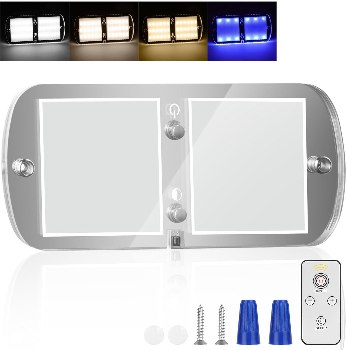 Allecto - LED Plafondlamp - Dimbare Verlichting - Energiebesparend - 12 V - Camperverlichting - Geschikt voor Camper, Auto, Vrachtwagen, Caravan