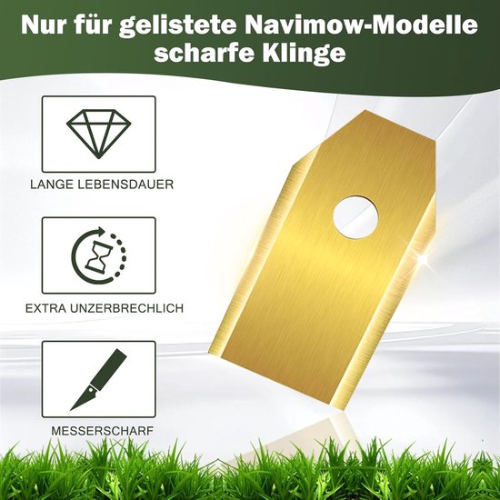 Set van 24 vervangingsmessen - RVS messen - geschikt voor Segway Navimow robotmaaiers - zoals de i105E, i108E, H1500E-VF, H3000E-VF, X315E, X330E, Gardena Sileno Minimom en Husqvarna, accessoires voor gazonmaaiers van Merkloos	 — afbeelding 2