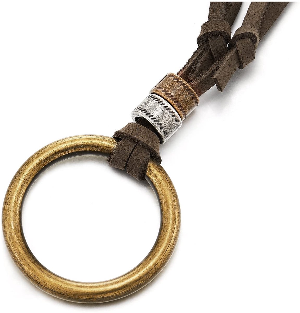 Allecto - Halsketting - Retrostijl - Uniek design - Bruin leren bandje - Charmante hanger - Geschikt voor dames en heren - Vintage uitstraling