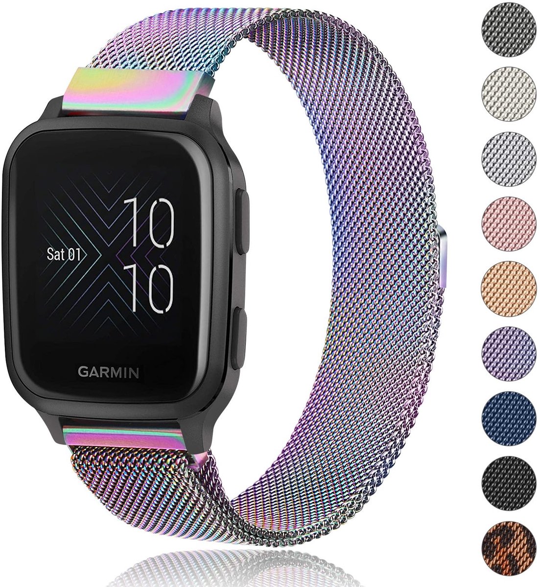 Allecto - Garmin Bracelet - Rvs Mesh Armband - Stijlvol en Comfortabel - 20mm - Vervangband voor Garmin Venu - Geschikt voor Vrouwen en Mannen - Pe...