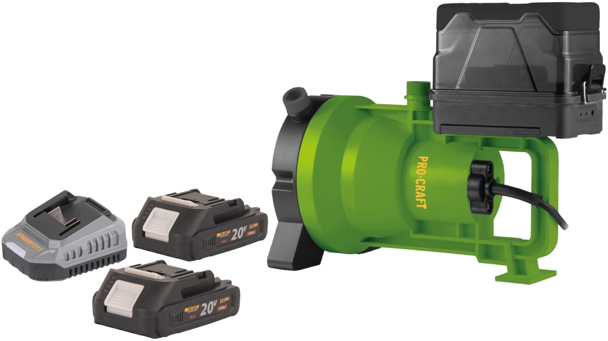 Procraft CPN21bb accu dompelpomp 20 V 3200 l/u + 2x accu 2,0 Ah + oplader