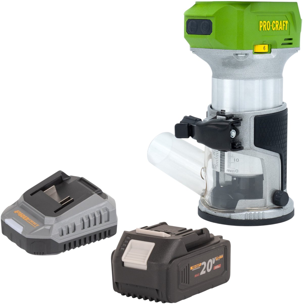 Procraft POB24bb accu multifunctionele frees 20 V 6 / 8 mm borstelloos + 1x accu 4,0 Ah + oplader