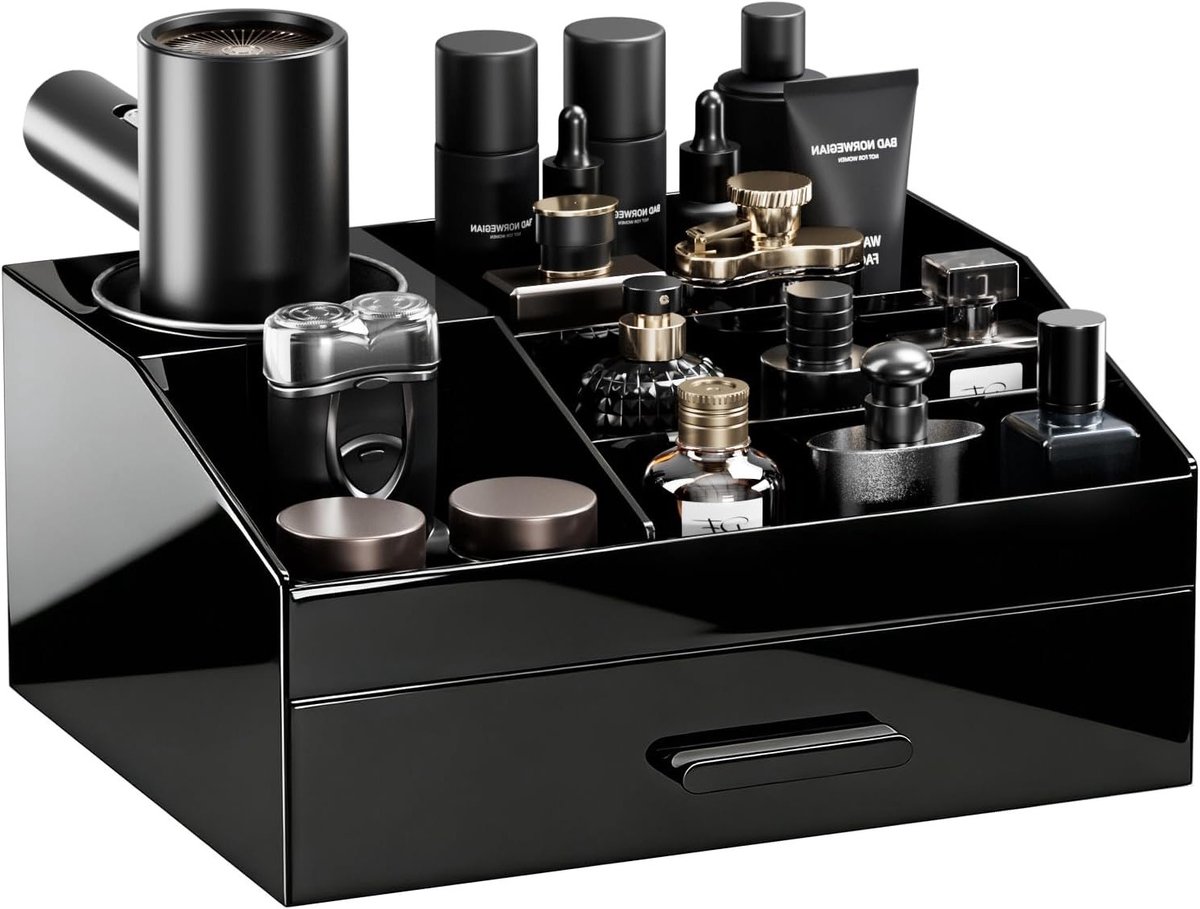 Heren Make-up Organizer met Lade - Acryl Parfumhouder en Toilettas voor Parfum, Huidverzorging en Cosmetica