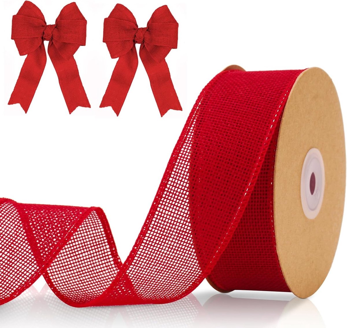 4cm Rode Draadlint, 10m Decoratief Lint voor Kerst, Cadeauverpakking en Ambachten, Versieringen voor Bruiloften en Valentijnsdag