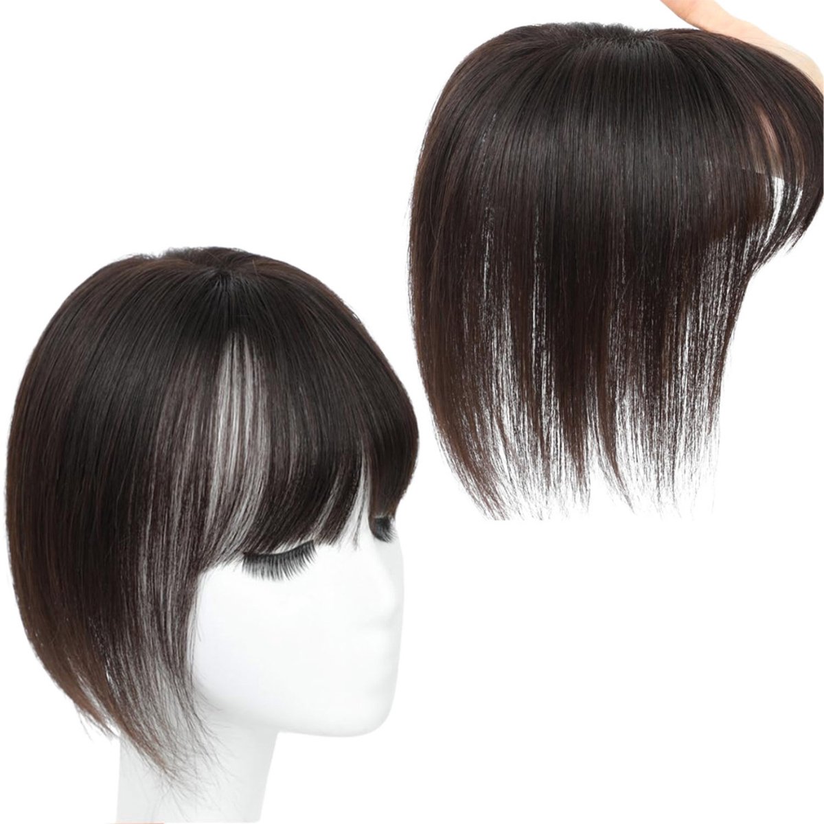 Topmelon Clip-in Haartopje met Pony - 27cm Synthetisch Haarwerk voor Pruiken Dames - Kort Haar Wig Volumizer