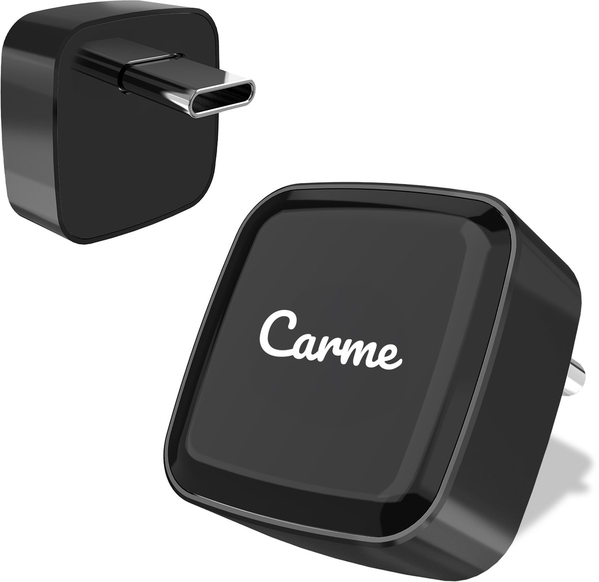 CarMe Ultra Mini USB-C 2-in-1 CarPlay Dongle - Draadloos CarPlay & Android Auto - USB-C & USB-A - Android Auto Dongle - Zwart