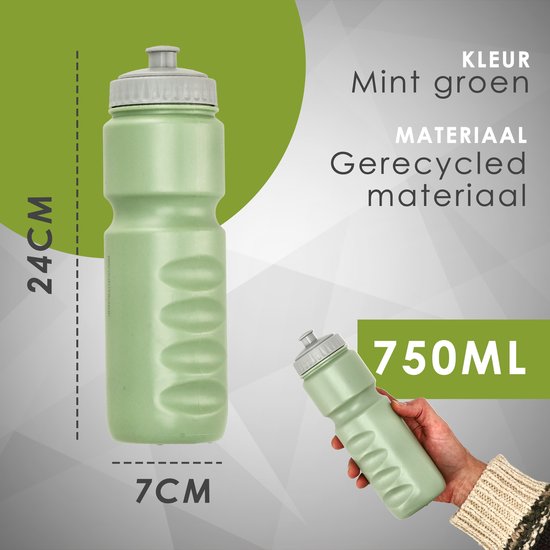 Bidon 800 ml Set van 2 - Fiets Bidon en Sportfles - BPA-vrij - Geschikt voor Alle Bidonhouders - Waterfles voor Fitness en Wielrennen - Mintgroen van Bidon — afbeelding 4