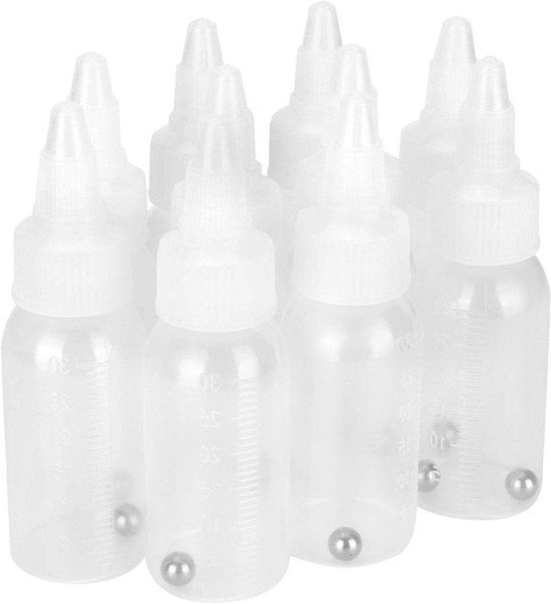 Set van hersluitbare plastic verfflessen en potten van 30 ml en 8 oz voor acrylverfopslag en mengen, inclusief ball jar flessenmixer en kleine spuiten voor nauwkeurig gebruik