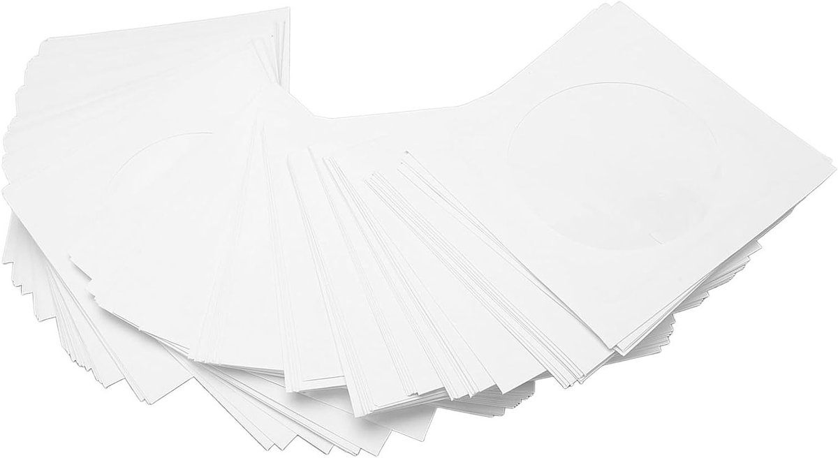 100 Stuks Herbruikbare CD DVD Hoezen met Flap en Duidelijk Venster voor 8cm Schijven, Stofdicht en Duurzaam