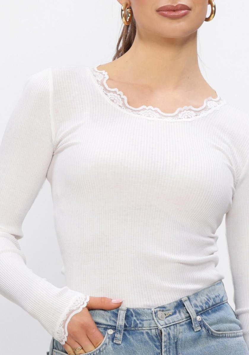 Rosemunde Babette Silk T-shirt Lace Tops & T-shirts Dames - Shirt - Wit - Maat XS