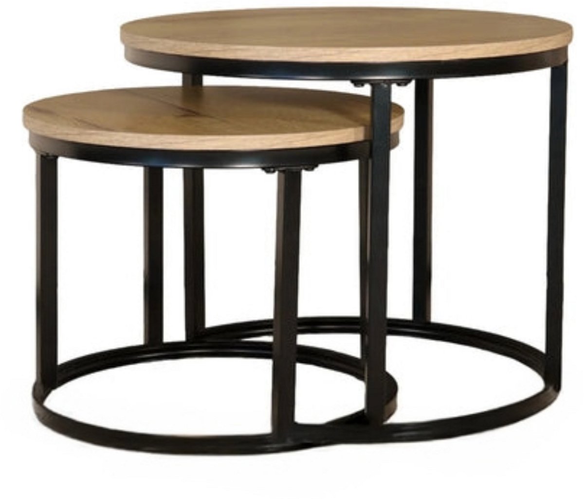 Lizzely Garden & Living Salontafel rond 2delig lichtbruin MDF Rutger ronde bijzettafel side table