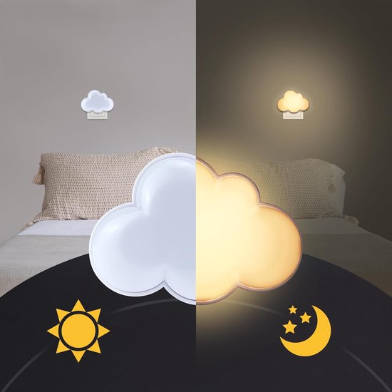 Nachtlampje Stopcontact Nachtlicht Wolk Automatische Kinderen Nachtlamp Schemer Sensor LED Wandlampen voor Hal Trap Baby Kinderkamer Decoratie van Merkloos — afbeelding 2