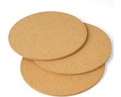 Set van 3 Multifunctionele Hittebestendige Onderzetters van Kork, 18 cm Rond, Herbruikbare Keukenmatten voor Pannen en Heetservies