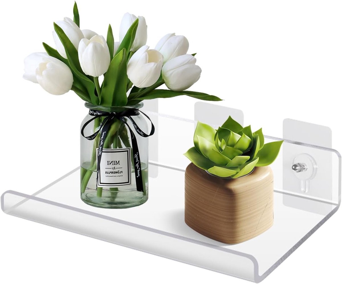 Moderne Wandplanken van Acryl zonder Boren - Zelfklevende Floating Shelf voor Badkamer en Kinderkamer - U-vormig Ontwerp met Stickers