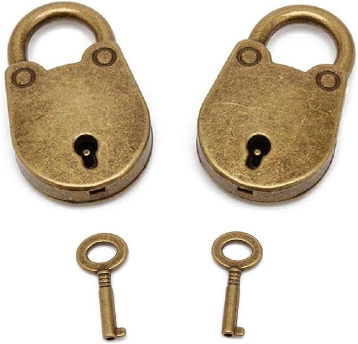 Vintage Antieke Stijl Mini Padlocks Sleutelslot met Sleutel, 2 Sets Bronzen Antieke Hangslot