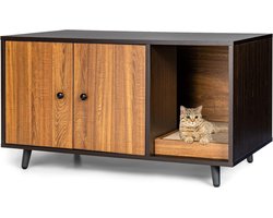 VIN® Kattenbak Kast – Kattenhuis Met Deurtjes - Kattenmand - Halmeubel – Dierenhuis - Nachtkastje - Kattenkast - Dressoir – Kattenhok - Bijzetkastje - Krabpaal - Katten Mand - 90 x 50 x 50 cm