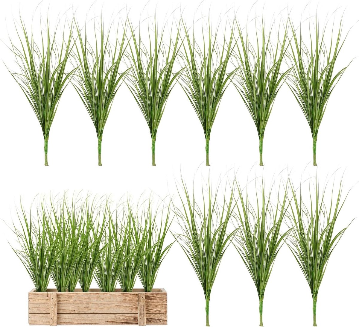 12-delige Kunstgras Decoratie Set, Realistische Simulatie, Duurzame Plastic Planten, Weerbestendig en Kleurvast, Perfect voor Binnen en Buiten Decoratie