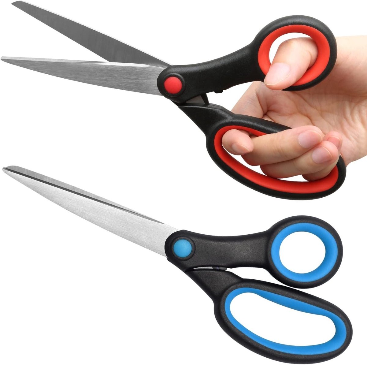 Links Handige Scharen voor Papier en Naaien - 8 Inch Scherpe Stoffenschaar voor Volwassenen, Keuken en Kantoor, Perfect voor Creatieve Projecten en Knutselen
