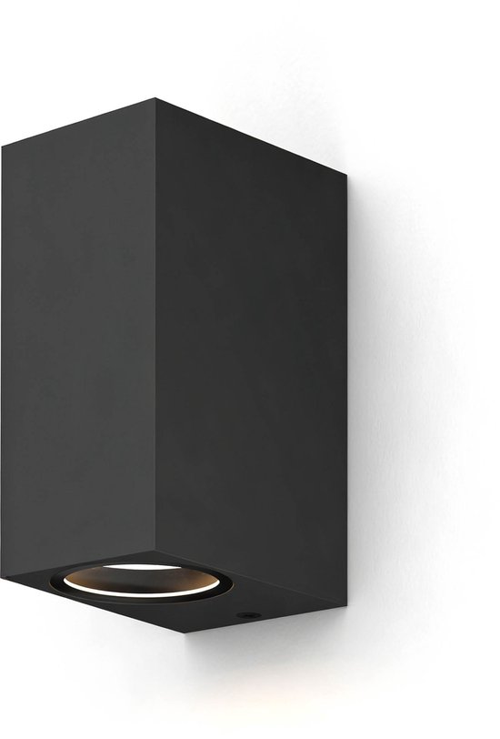 Calex Wandlamp Up & Downlight Bergamo - 2x GU10 - IP54 Water- en Stofbestendig - Geschikt voor Binnen en Buiten - Eenvoudige installatie - Rechthoek - Zwart