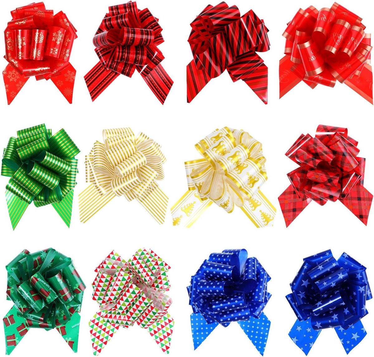 Kerststrikken voor Cadeauverpakking, 12 Stuks 12.7 cm, Versieringen voor Kerst, Bruiloft en Feestdagen, Perfecte Accessoires voor Cadeauboxen en Tassen