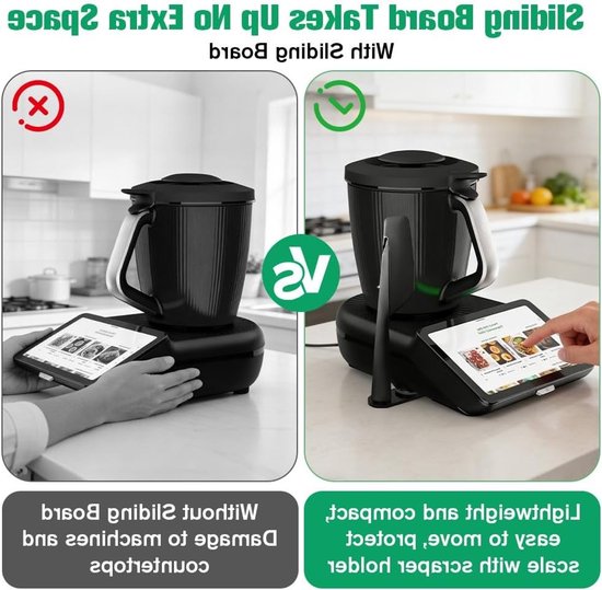 Sliding base voor Thermomix TM7, accessoires met Teflon glijders, spatula houder en stabiele beweging — afbeelding 4